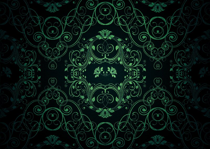 Green Floral Pattern — Black, Elegant