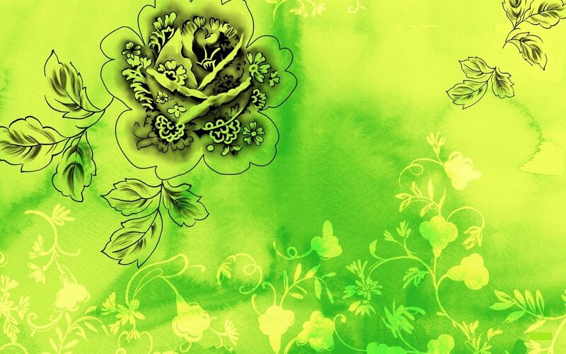 Green Floral Pattern — Calm, Digital Art, Flowers, Leaves, Vines