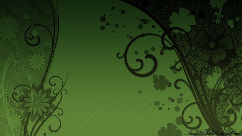 Green Floral Pattern — Calm, Digital Art, Flowers, Swirls, Dots