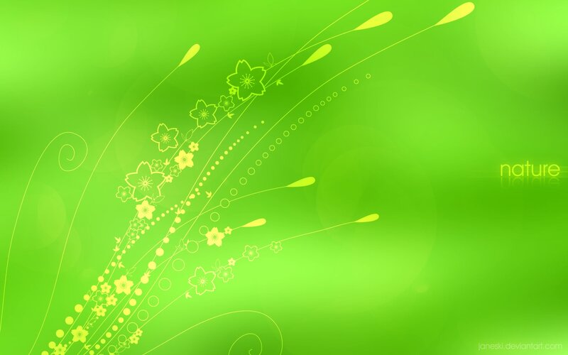 Green Floral Pattern — Calm, Vector Art, Flowers, Swirls