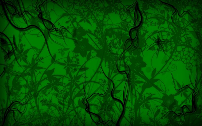 Green Floral Pattern — Dark, Digital Art