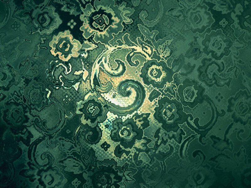 Green Floral Pattern — Ornate, Digital Art