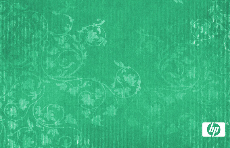green floral pattern with HP logo