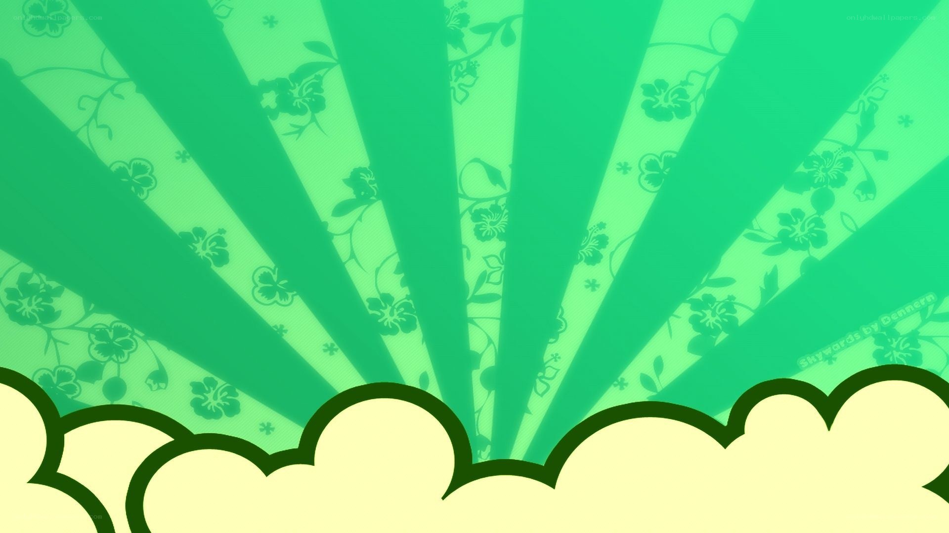 green floral sunburst background