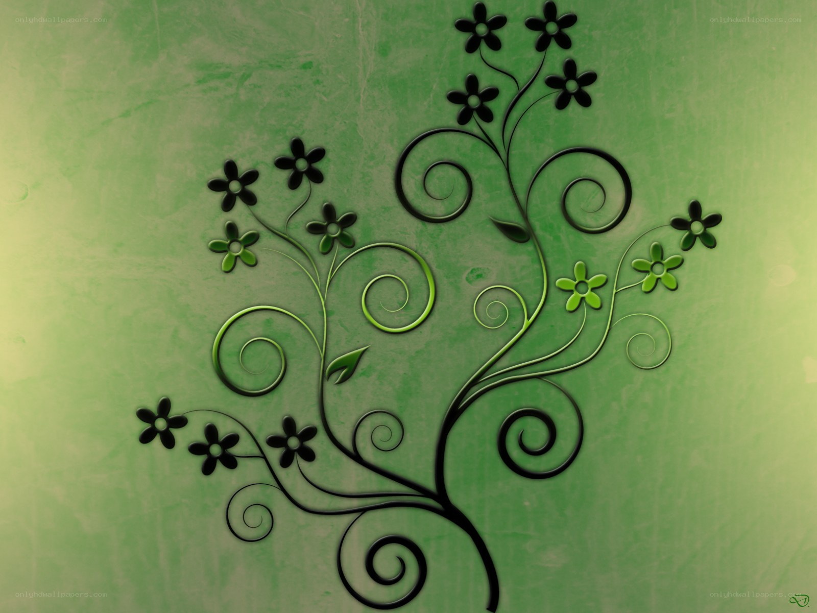 green floral swirl design