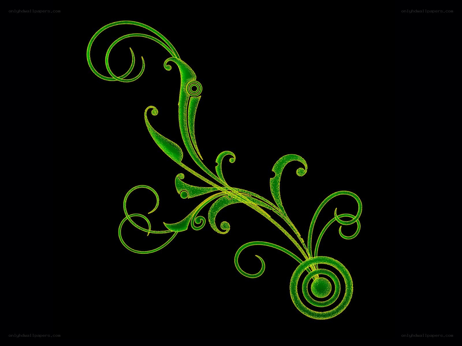 green floral swirl design