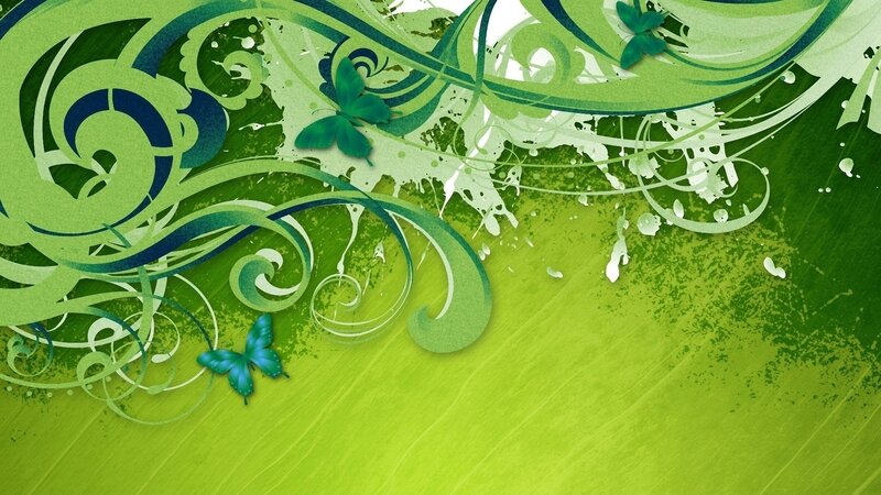 green floral swirl design
