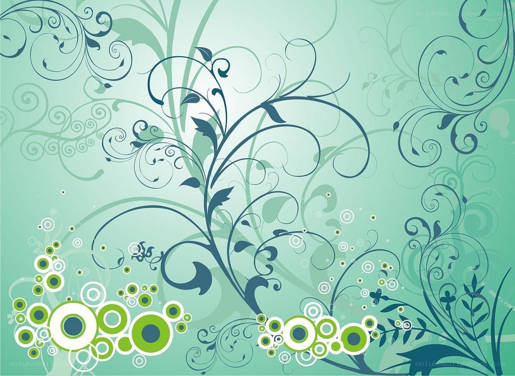 green floral swirl pattern