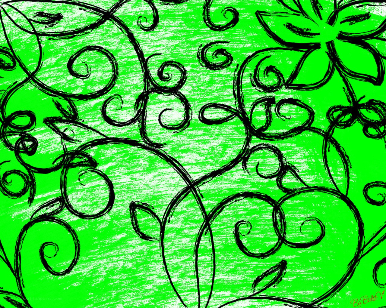 green floral swirl pattern