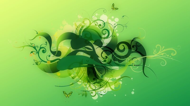 Green Floral Swirls — Calm