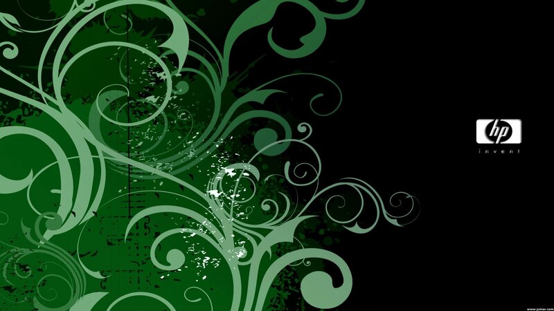 Green Floral Swirls — Dark