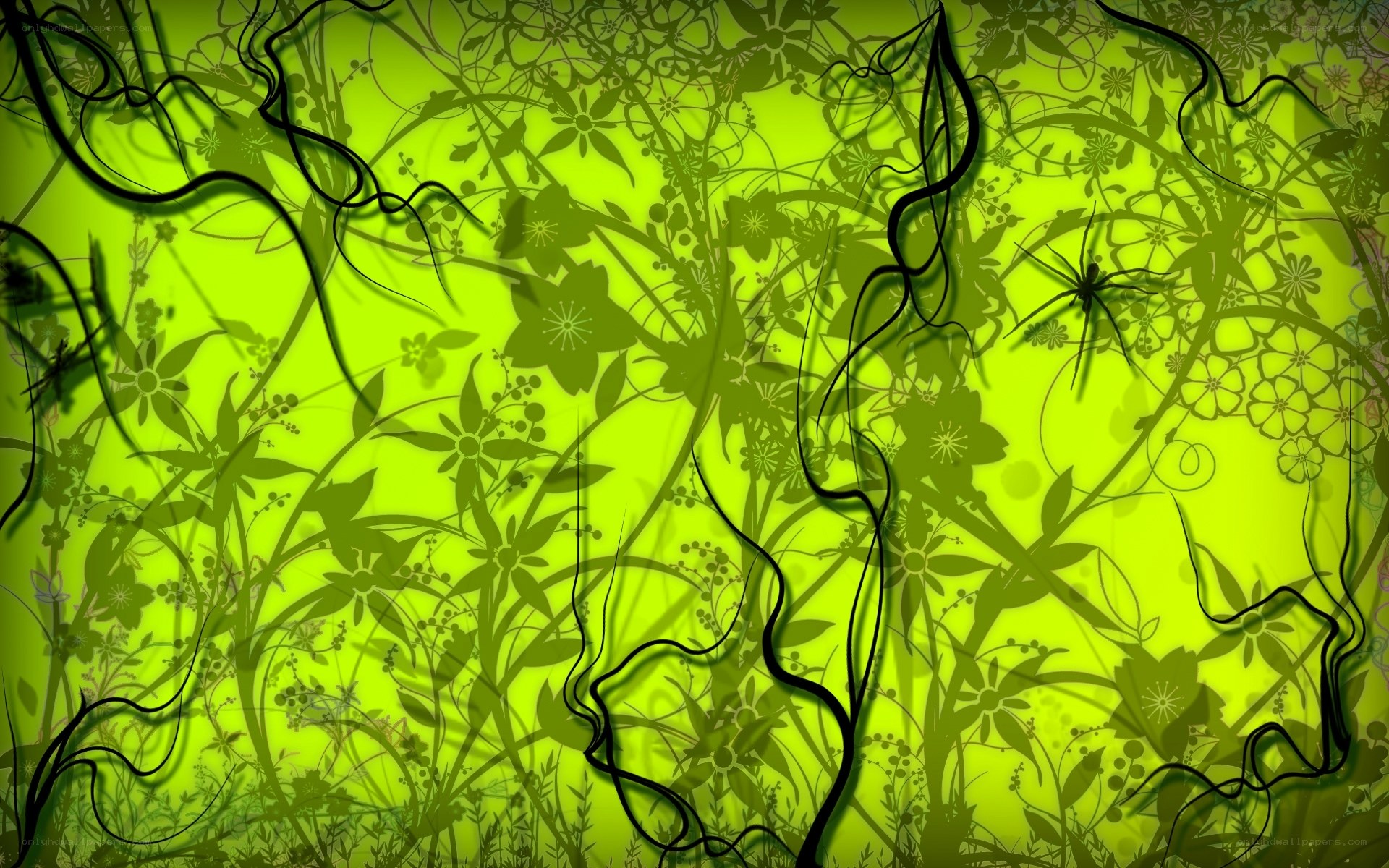 green floral vine pattern