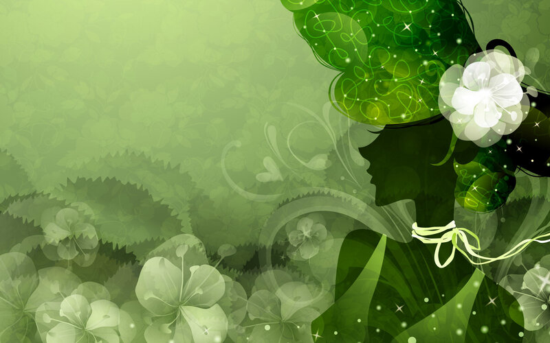 green floral woman silhouette