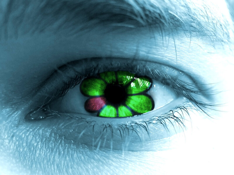 green flower eye close-up