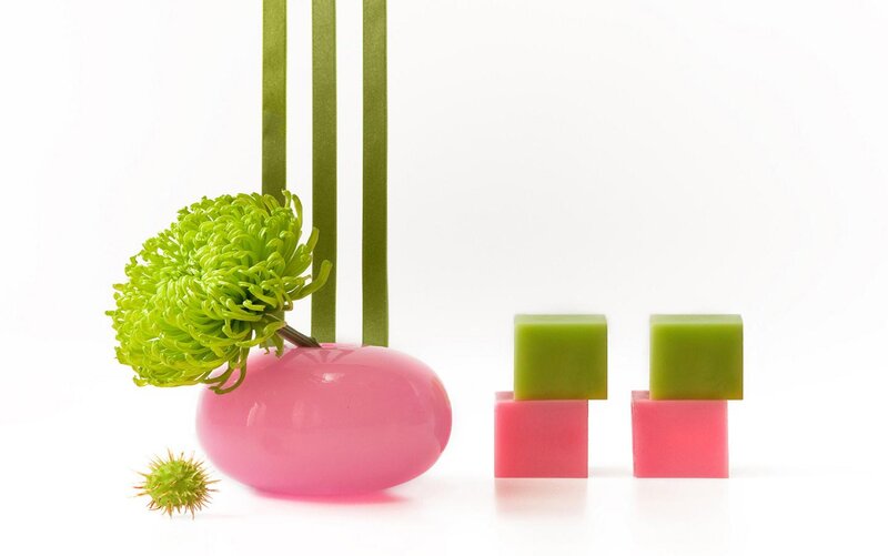 Green Flower in Pink Vase