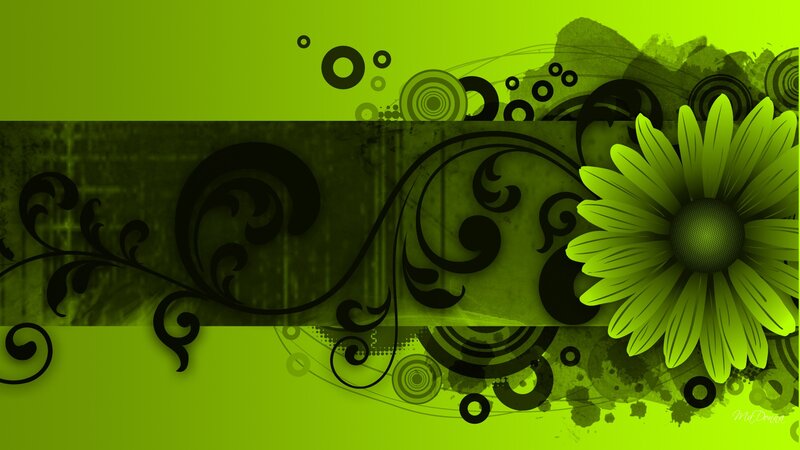 Green Flower with Swirls