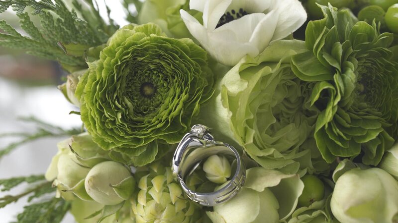 Green Flowers with Rings