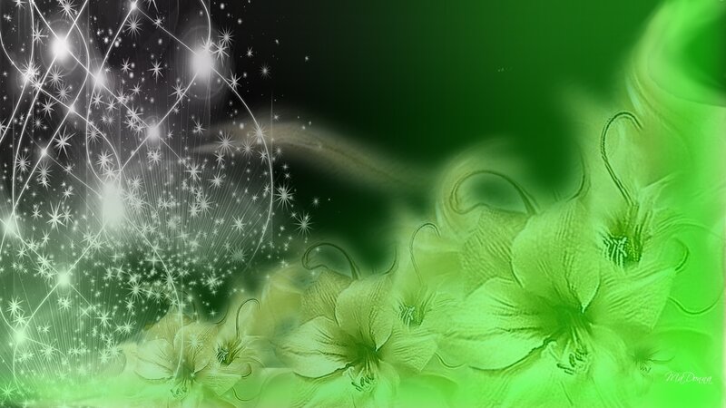 Green Flowers with Sparkles