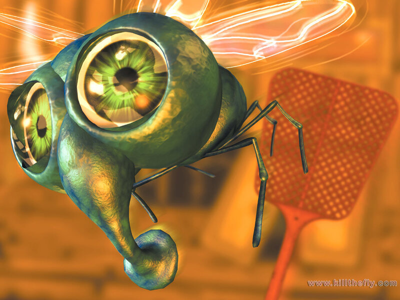Green fly with large eyes