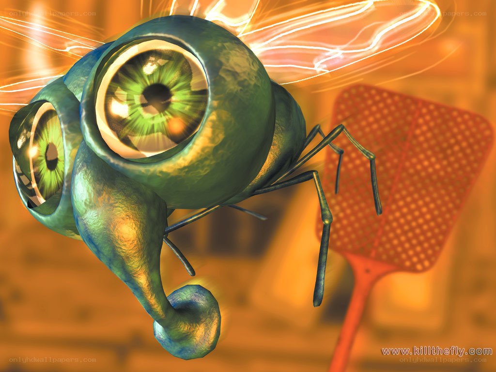 Green fly with large eyes
