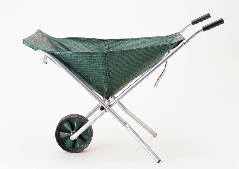 green folding wheelbarrow