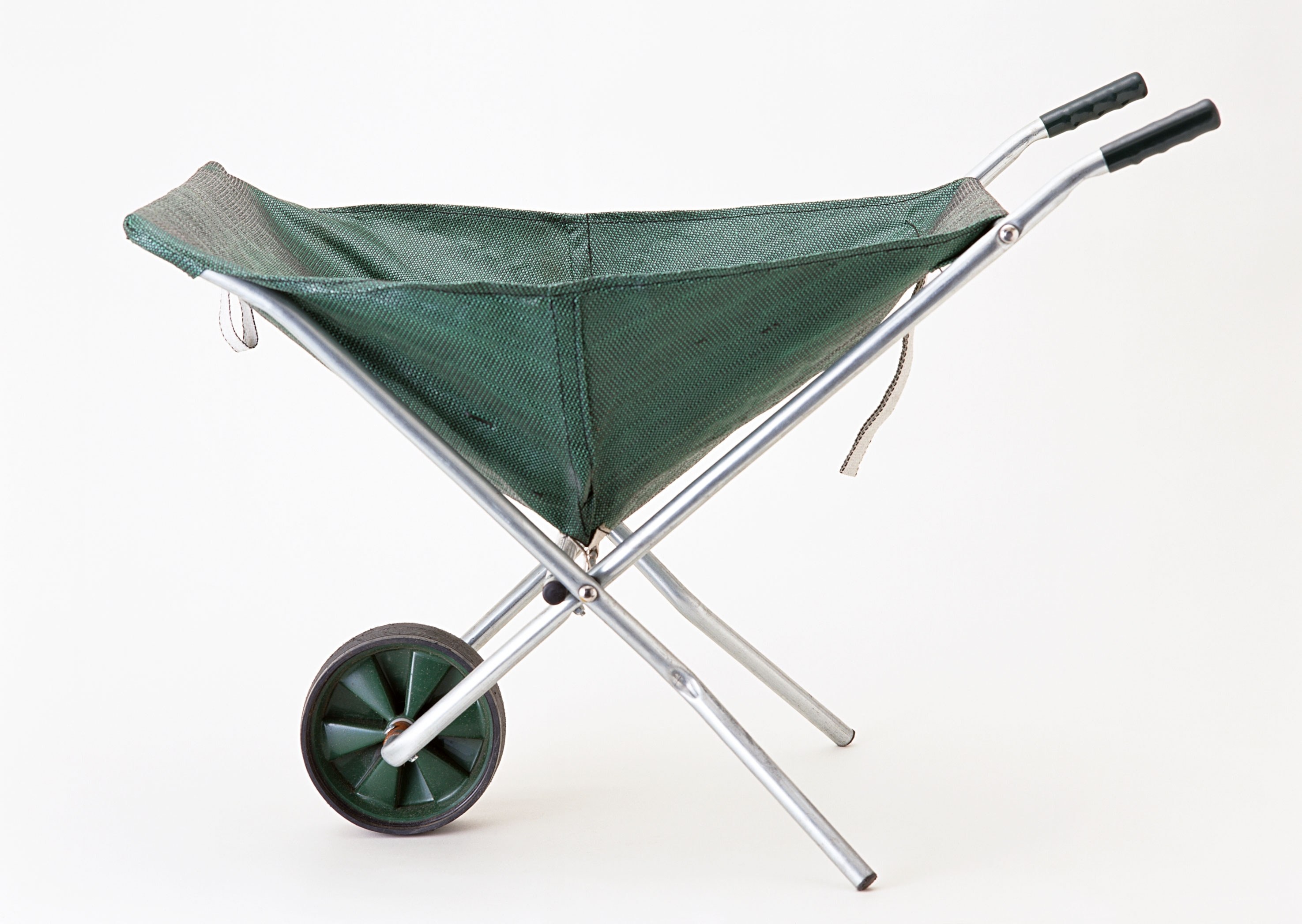 green folding wheelbarrow