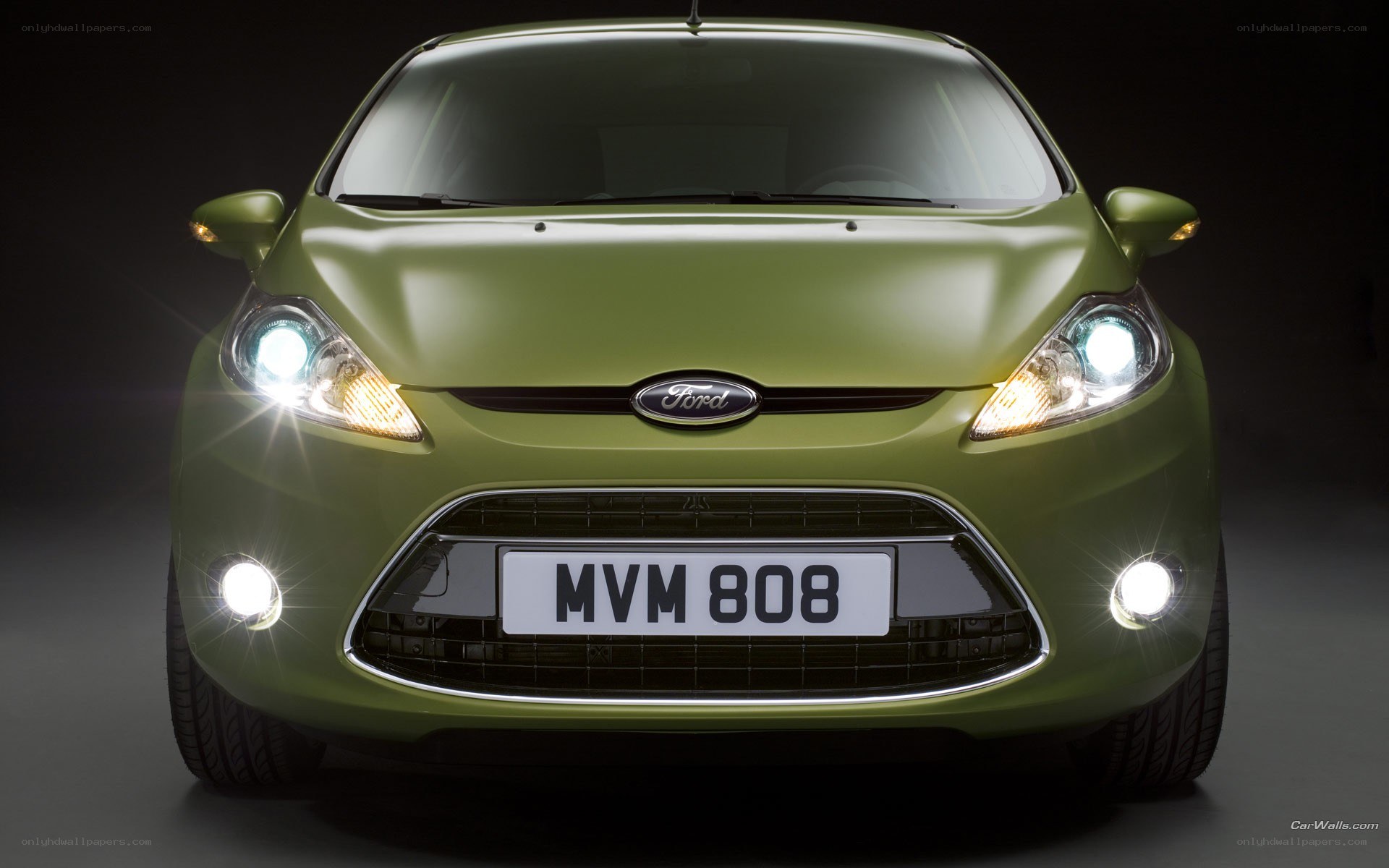 green ford fiesta front view