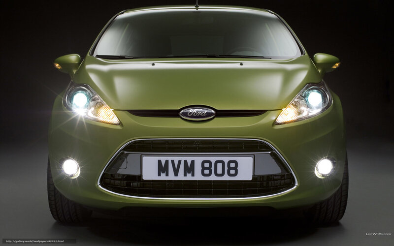 Green Ford Fiesta front view