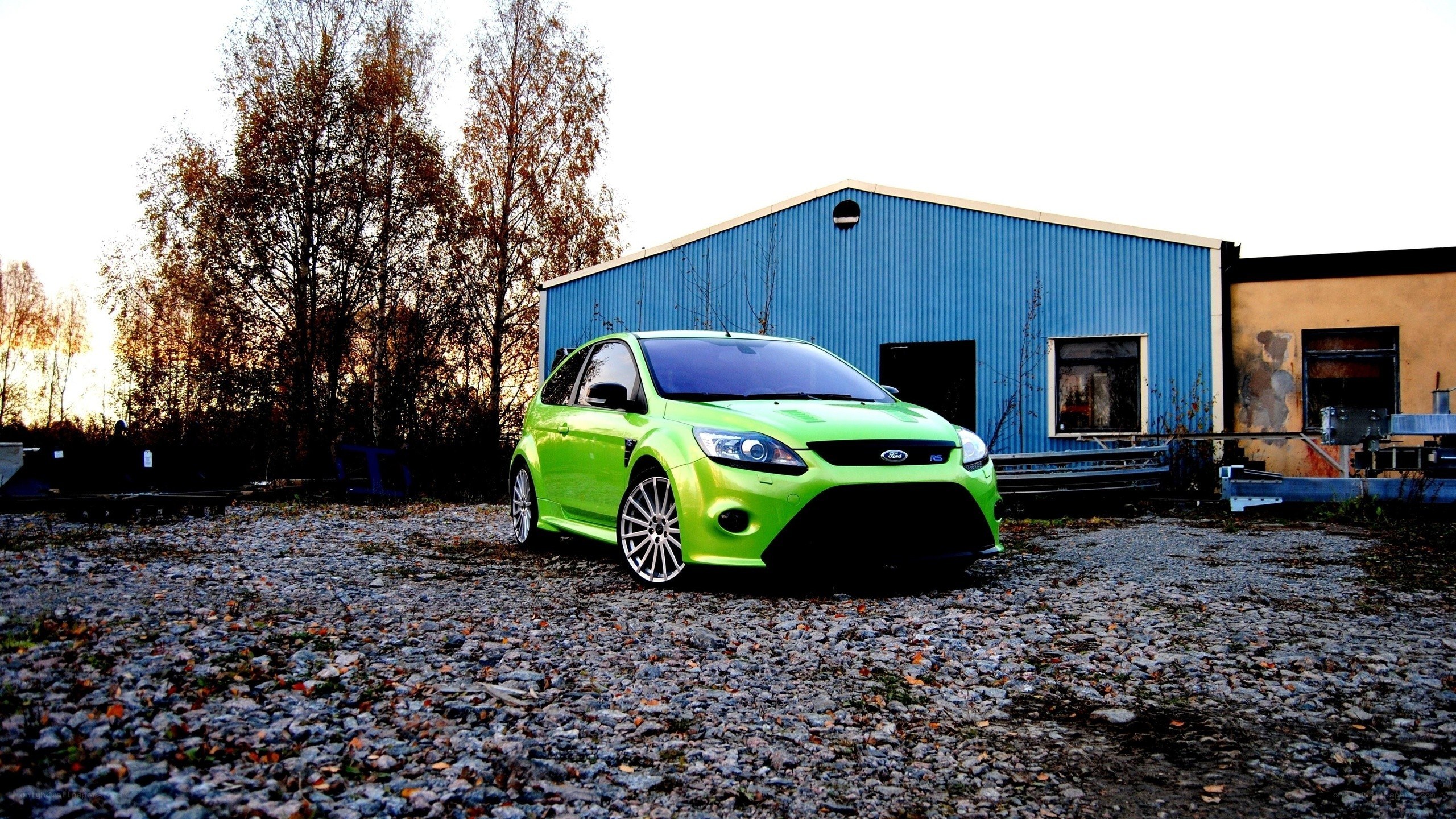 green ford focus rs car