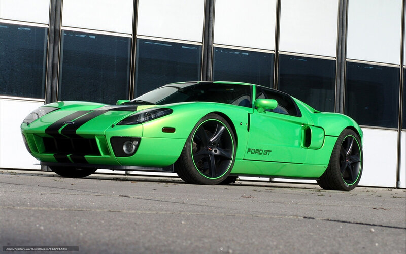 Green Ford GT sports car