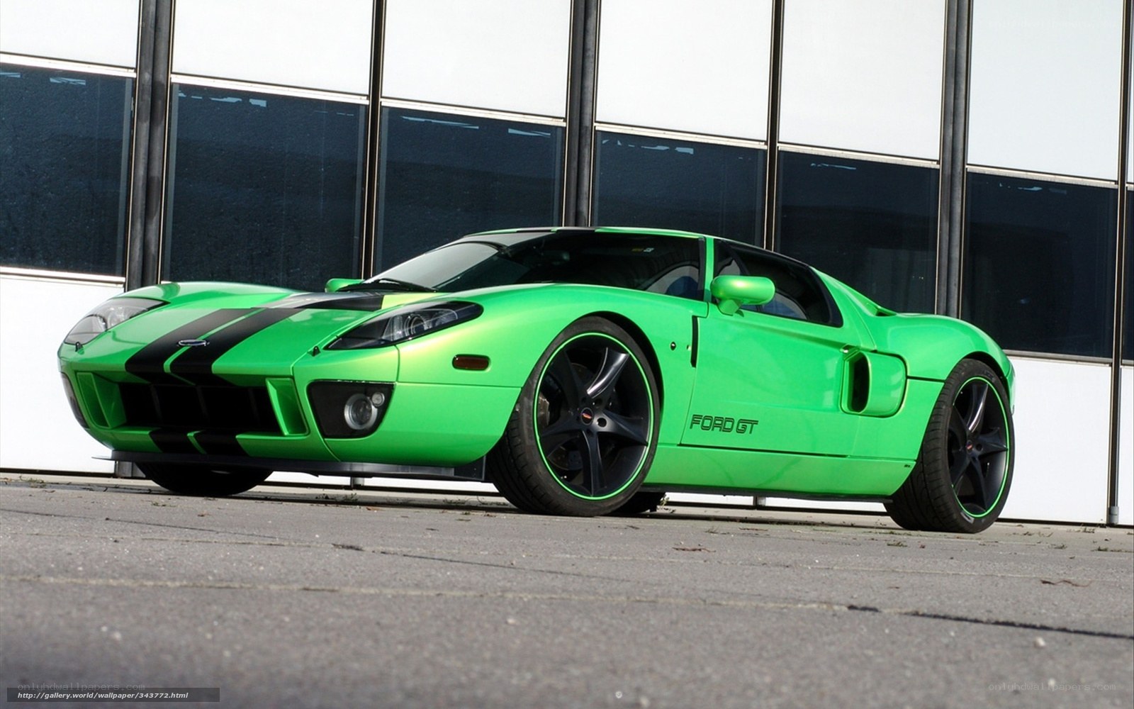 Green Ford GT sports car