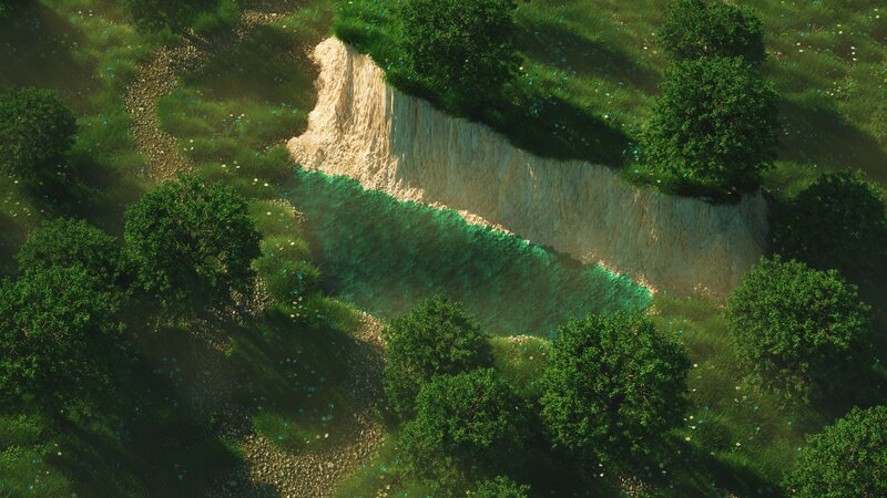 Green Forest Valley — Serene, Afternoon, 3d Render