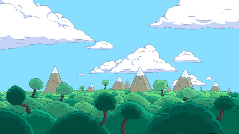 green forest with mountains