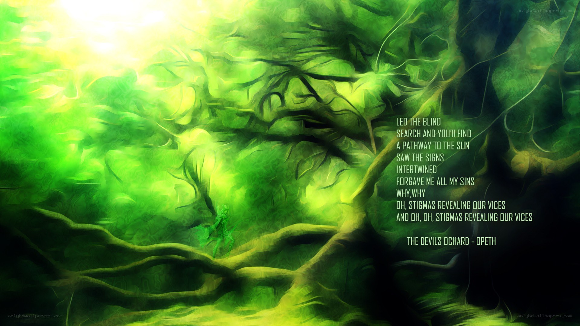 green forest with text