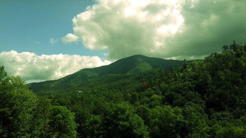 Green Forested Mountain — Serene, Afternoon, Photograph, Clouds