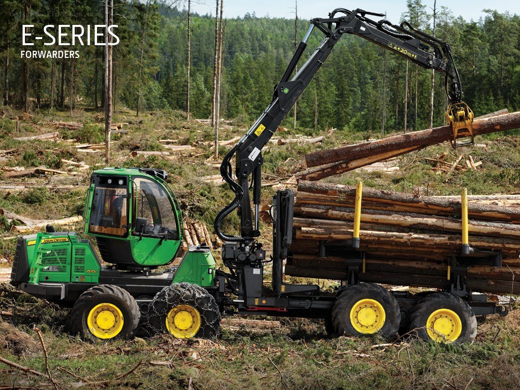 Green forestry forwarder in action