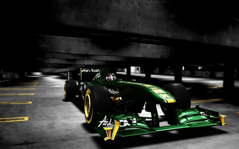 Green Formula One Car — Dramatic, Night, 3d Render