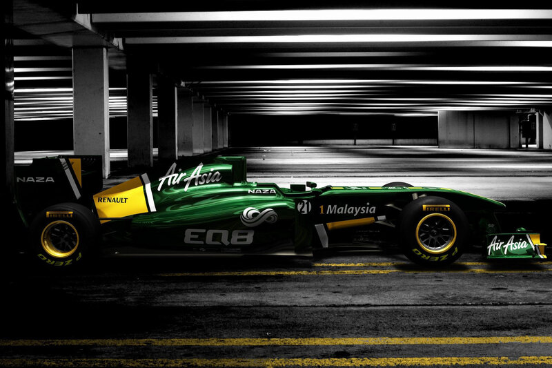 Green Formula One Car — Dramatic, Photograph