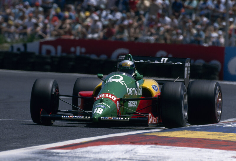 Green Formula One Car — Dynamic, Afternoon, Photograph, Driver, Crowd, Track