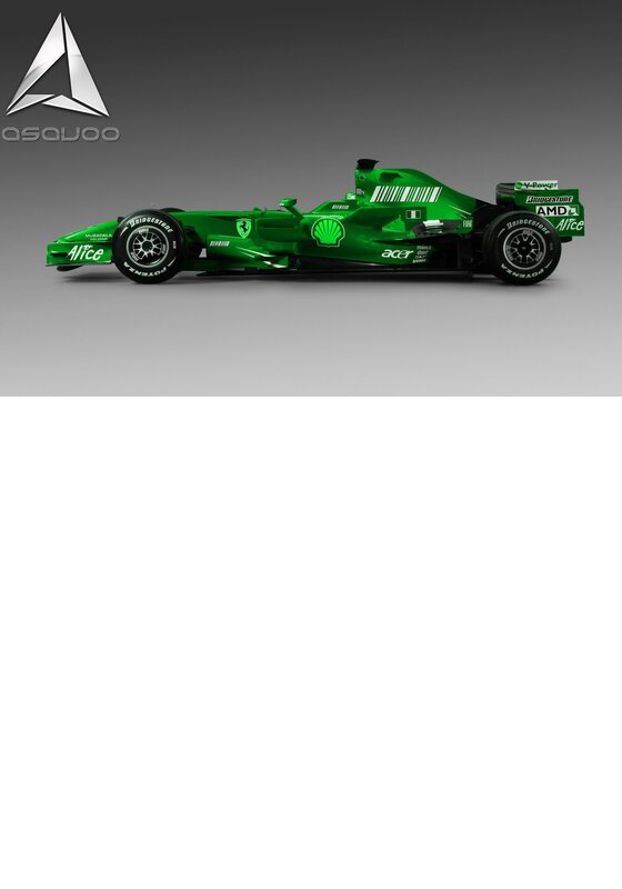 Green Formula One Car — Neutral, 3d Render, Shell Logo