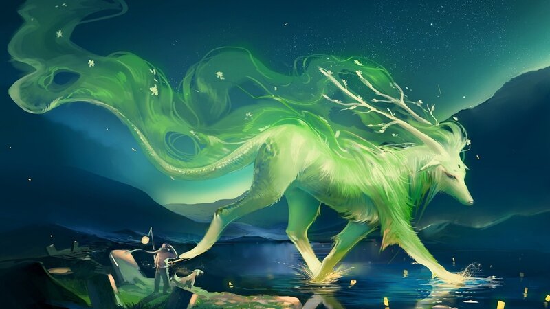 Green Fox-like Creature — Dramatic, Night
