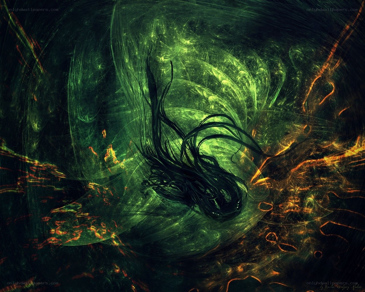 green fractal abstract art