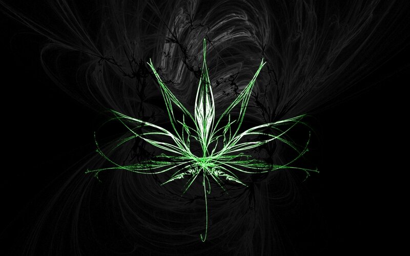 Green fractal cannabis leaf
