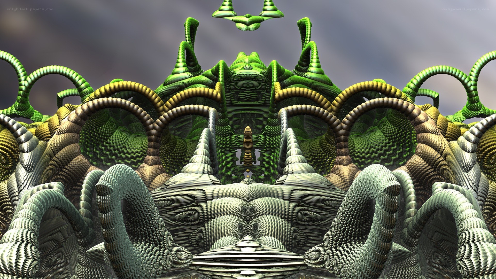 green fractal creature with tentacles