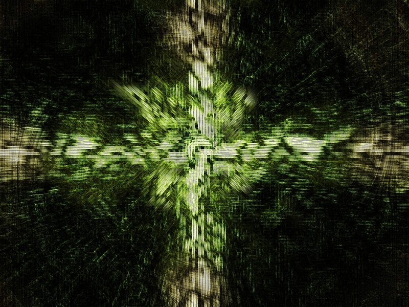 green fractal cross pattern
