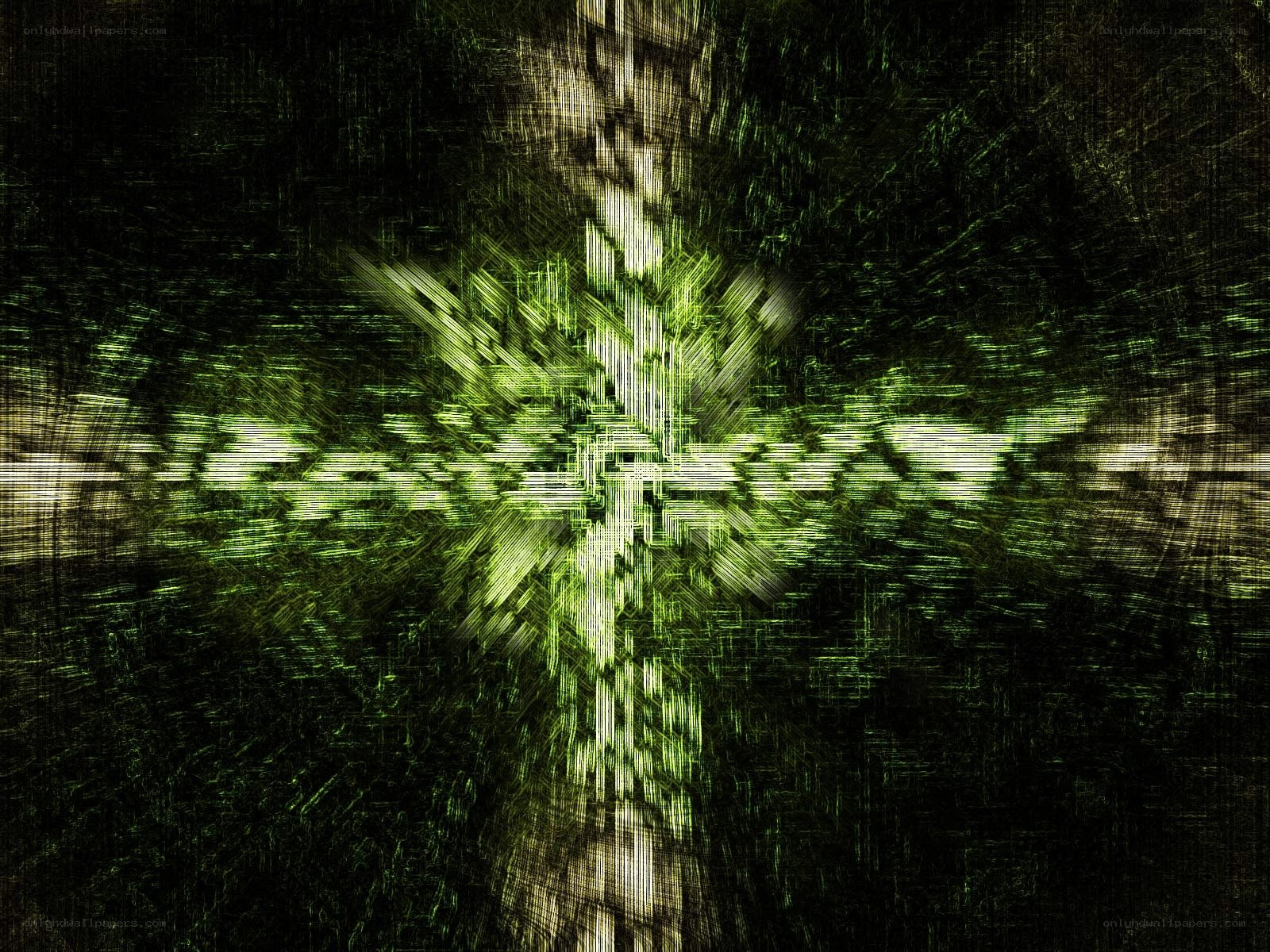 green fractal cross pattern