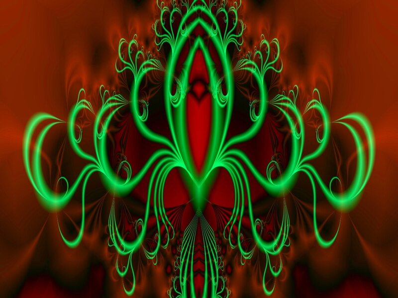 green fractal design on red