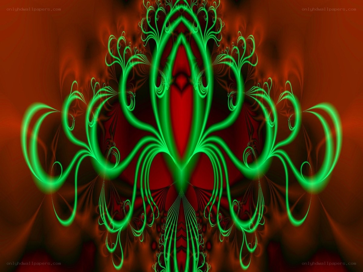 green fractal design on red