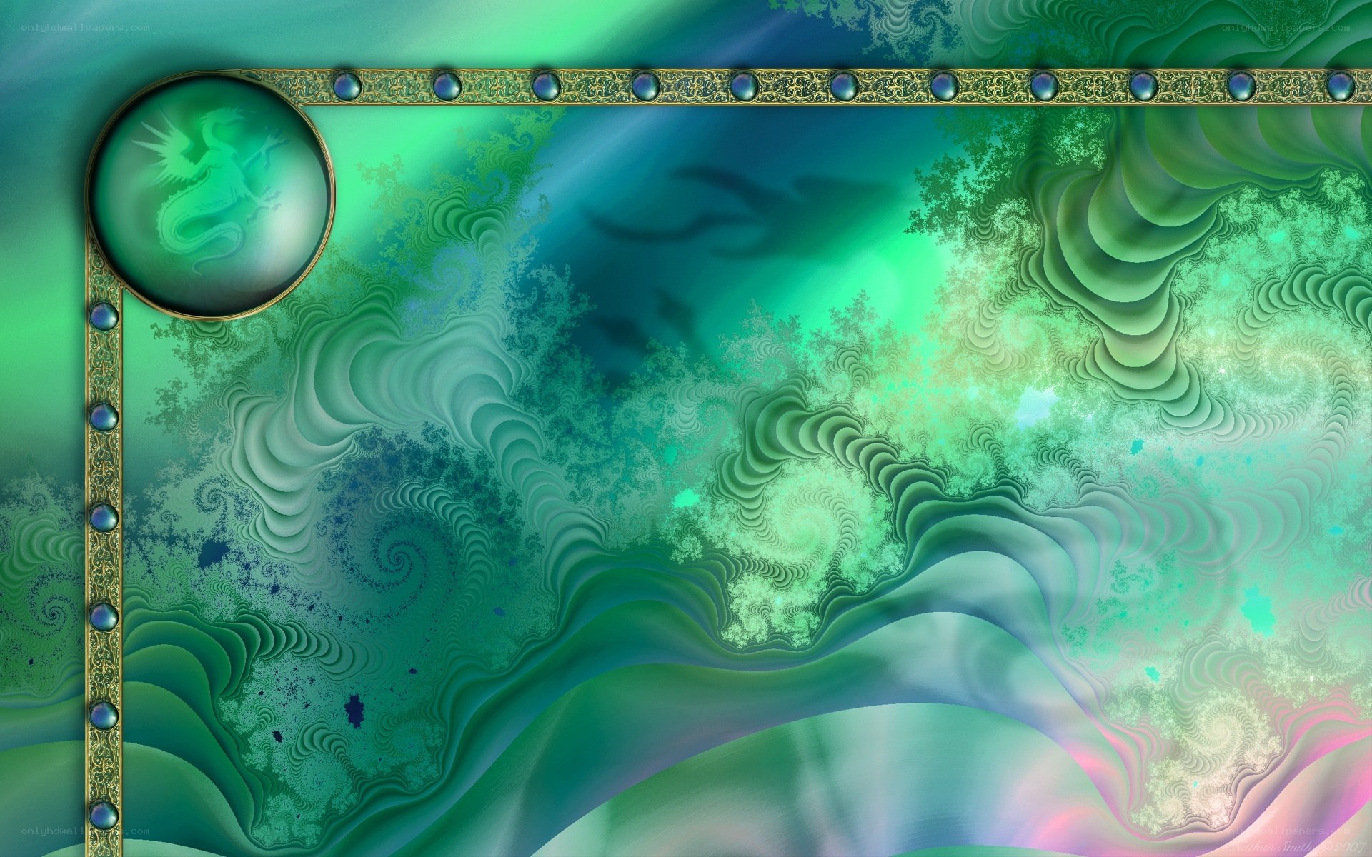 Green fractal dragon background