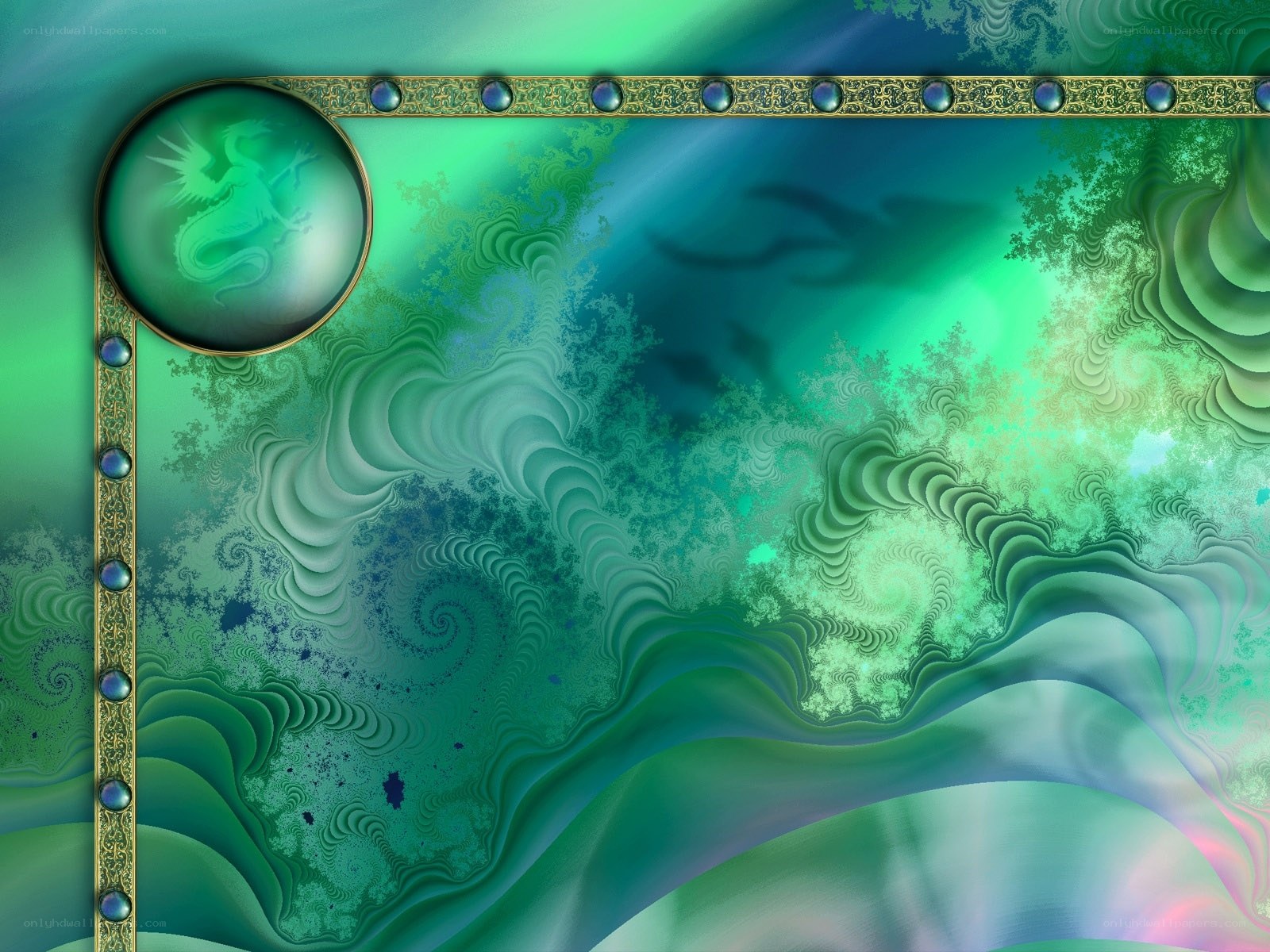 Green fractal dragon design